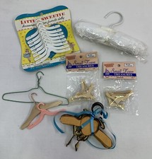 Lot Of 23 Doll Hangers New  Used Metal, Plastic,  Wood Various Sizes Vintage