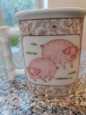Coffee Cup Grazing Pink Pigs 8 oz Unique