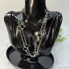 Vtg Sterling Silver 925 Italy Large 14mm Ring/ Bubble Station Necklace 36” Long