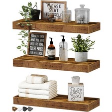 Floating Shelves for Wall Set of 3 16 inch Rustic Brown Farmhouse Decor