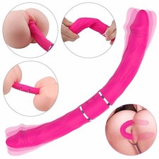 Consolador Vibrador Doble Extremo Punto G Vibrador Vaginal Anal DP Masajeador Juguetes Sexuales