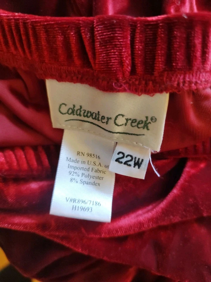 Falda Coldwater Creek Elastizada Terciopelo Rojo Rubí Tono Línea A Para Mujer Plus 22W Foto 3 de 4