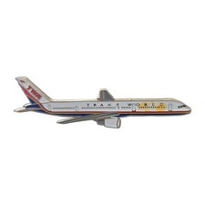 Vintage TWA Trans World Boeing 757-200 Enamel Lapel Pin Airplane White Red 1990s