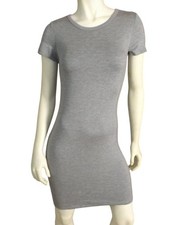 QUINCE T-shirt Dress, S, Gray, Stretch, Crew neck, Short sleeves, Clingy