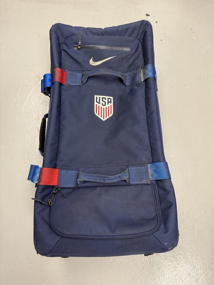 Nike Team USA Olympic Rolling Duffel Bag Travel Luggage Blue Used