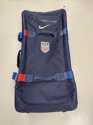 Nike Team USA Olympic Rolling Duffel Bag Travel Luggage Blue Used