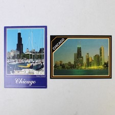 Lot Of 2 Vintage Chicago Downtown Skyline Postcards Sears Tower