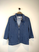 Weekends by Chico's Women s Blue Zipfront 3/4 Sleeve Jacket Size Chico s Sz 1 M
