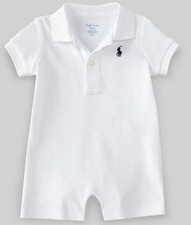 NWT Ralph Lauren Baby Boy's Size 12M  Interlock Shortall White