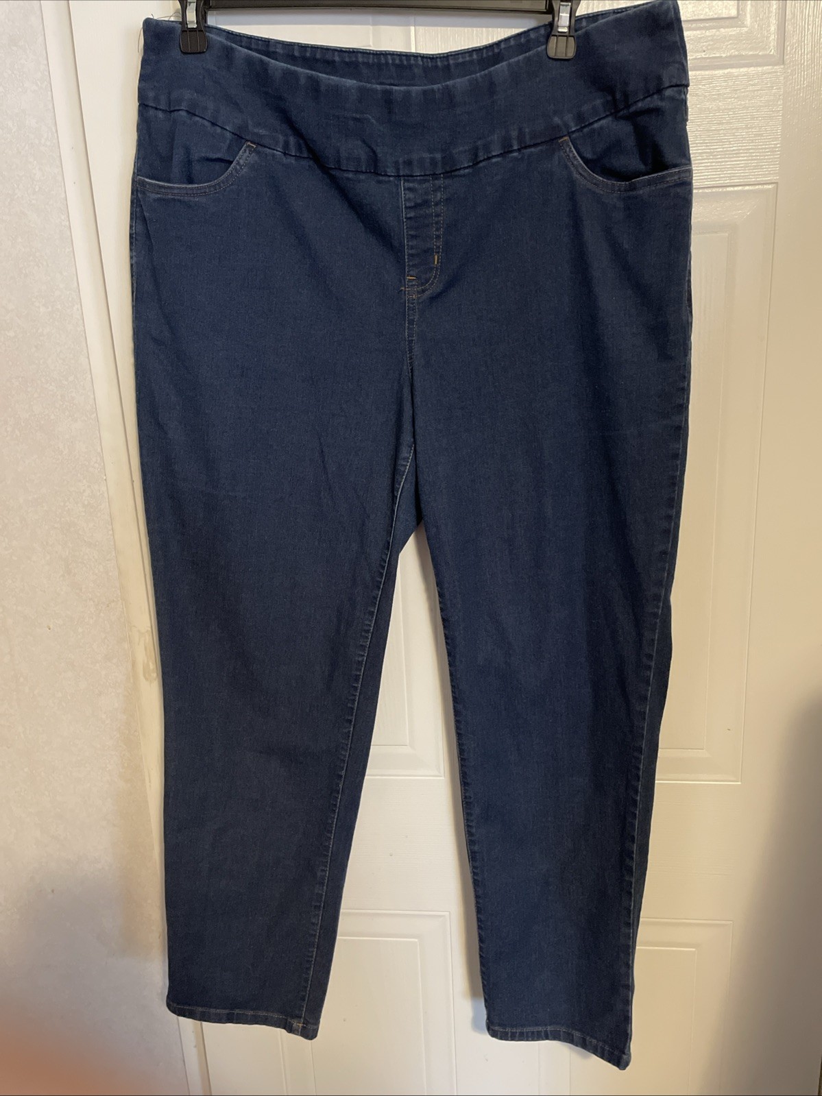 Womens Plus Size 20w Pull-on Denim Blue Straight Stretch Hig