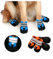 4pcs Reflective Dog Anti Slip Shoes Waterproof for Medium Large Dogs Snow Boots