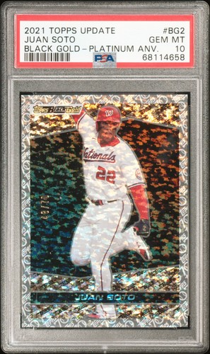 2021 TOPPS UPDATE BLACK GOLD PLATINUM ANNIVERSARY #BG2 JUAN SOTO 48/70 PSA 10
