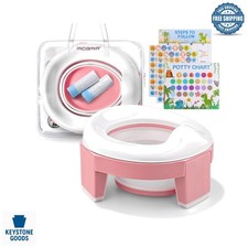 Pink Foldable Travel Potty Seat for Toddlers with Storage  Training Charts