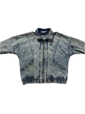 Nike Challenge Court Andre Agassi Acid Wash Jacket Fit XL Blue Denim 90s Vintage