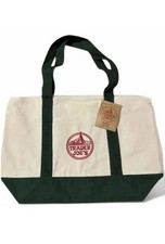 Trader Joe's Large Classic canvas Tote Green/White LIMITED NEW CHRISTMAS RELEASE