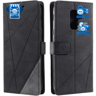 Handyhülle Flip Case Wallet Schwarz Silikon Bumper für Galaxy A6 Plus 2018