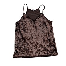 RO&DE Womens XS Crushed Velvet V-Neck Cami Tank Top Brown Made in USA
