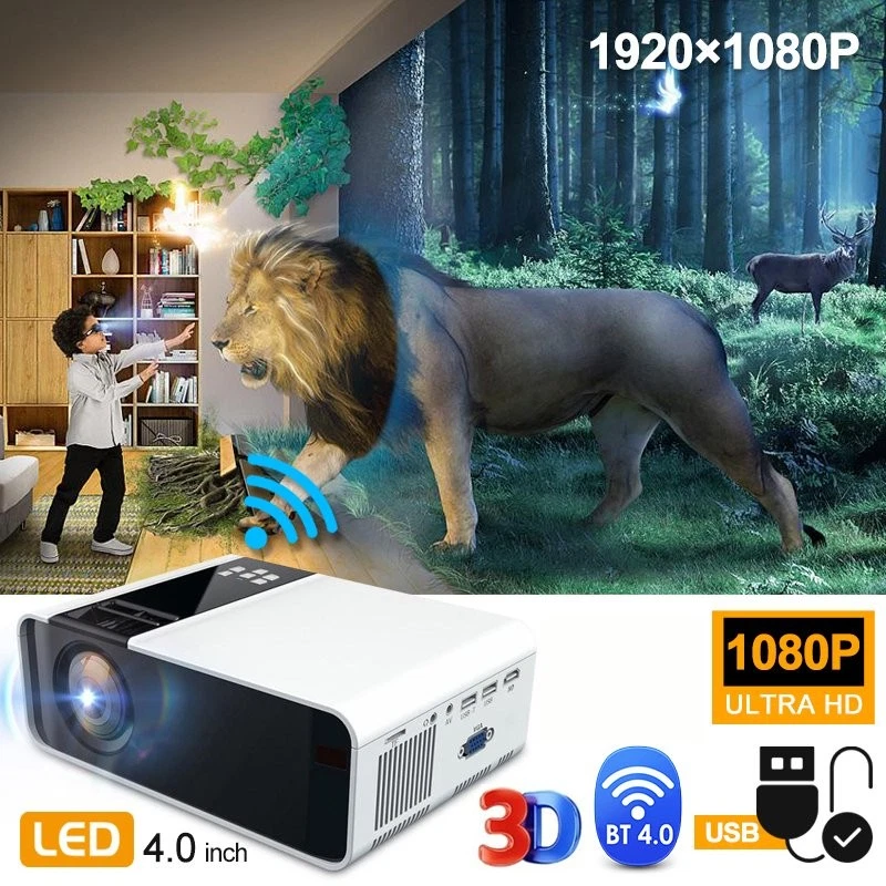 23000 люмен 1080P HD WiFi Bluetooth мини 5D светодиодный домашний кинотеатр проектор кино - Изображение 2 из 4