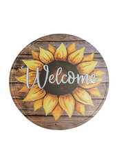 Old Style Metal Sunflower Welcome Sign 12" Diameter Home Decor