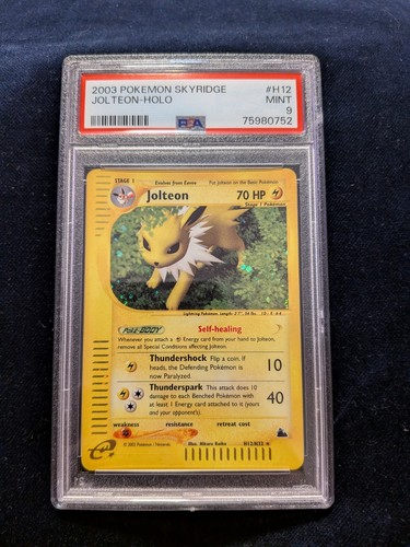 Pokemon TCG Jolteon H12/H32 Skyridge Holo SWIRL WOTC Vintage E Series Card PSA 9