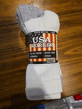 USA Worker Medium Crew Made In USA Work Socks Crew Size Medium 2 Pair Pack