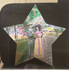Antique DeWitt Wheeler Magic Lantern Slide Romantic Star Scene