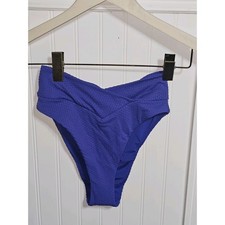NWT AERIE Textured High Cut Cheeky Bikini Bottom Deep Purple Size S/P
