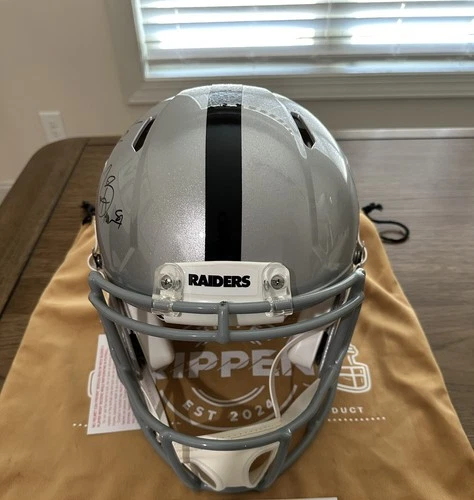 Marcus Allen & Tim Brown Dual Autographed Raiders Authentic Full-Size Helmet BAS