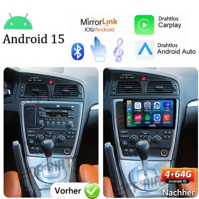 4+64GB Android 15 Autoradio Navi Apple CarPlay für Volvo XC70 V70 S60 2004-2010