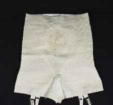 Vintage Unbranded Stretch Ivory High Waist Leg Shaper Girdle Garter Sz 37/38