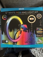 BOWER 12  White/RGB Ring Light Kit 360 Ballhead 62" Extendable Tripod All In One