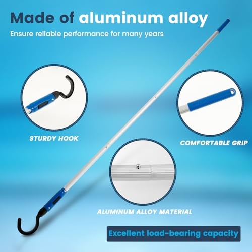 Hook for Pool Robot Removal with 60 Inch / 5 Feet Adjustable Aluminum Pole - 