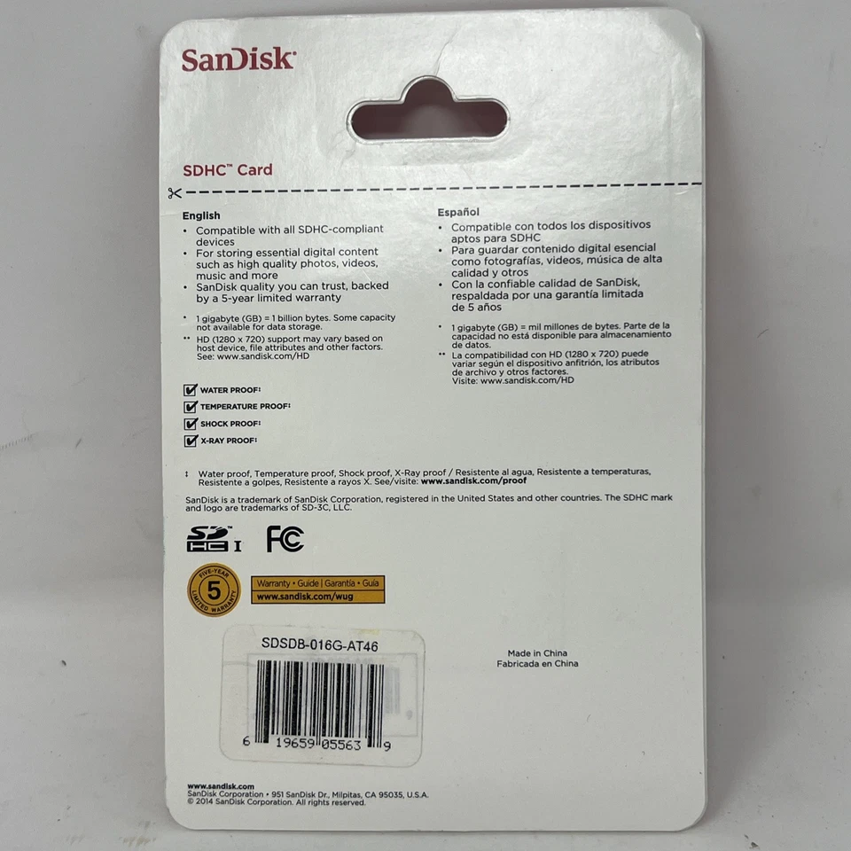 SanDisk 16GB Class 4 SD SDHC Flash Memory Card 16G SDSDB-016G-A46C New - Image 3 of 3