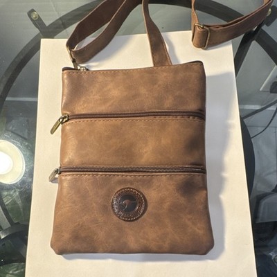 Kangaroo Australia Brown Crossbody Bag with Adjustable Strap Zipper Accent