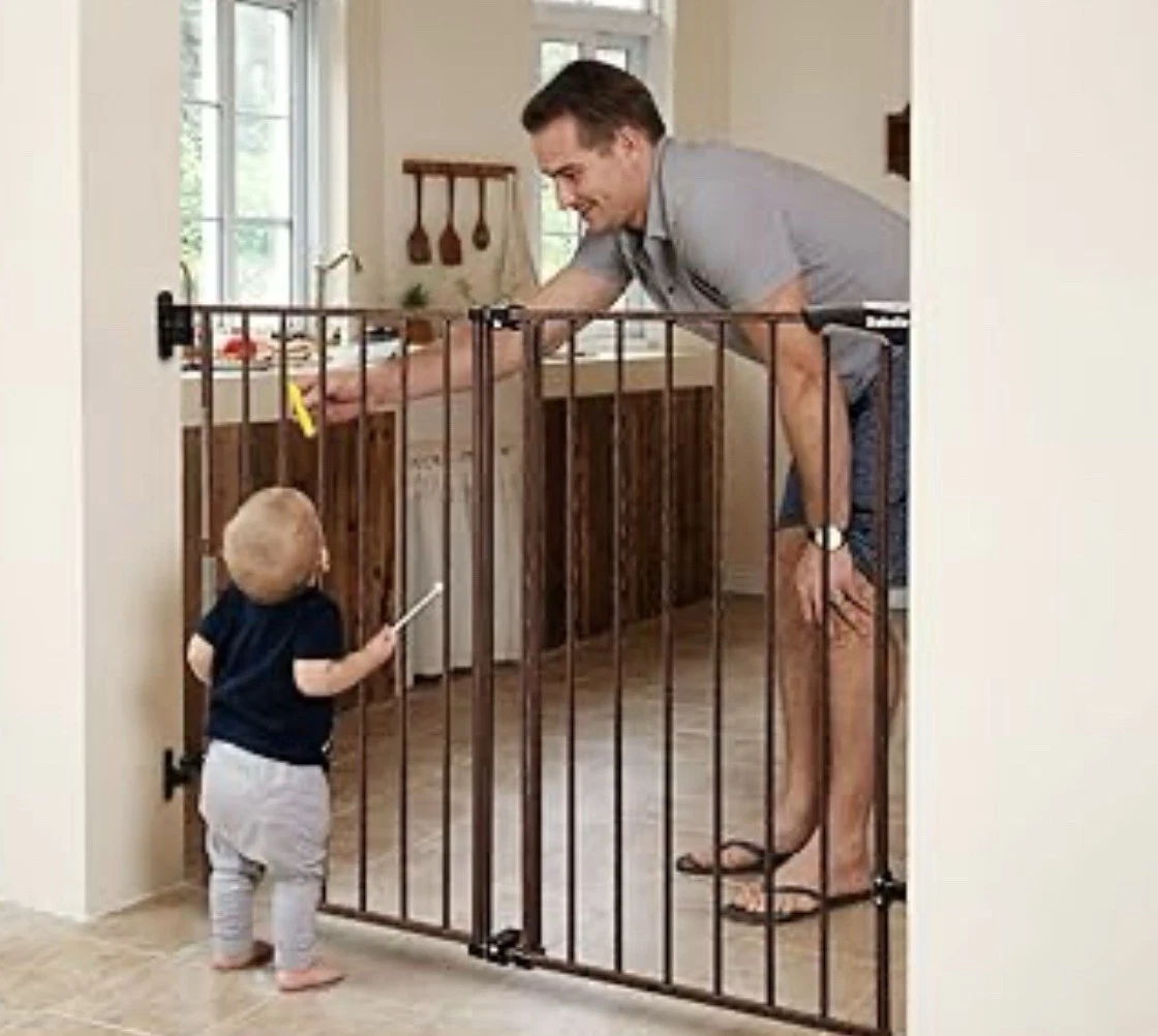 Babelio 34" Extra Tall Baby/Dog Gate with No Threshold Design Walk Thru Door, 26