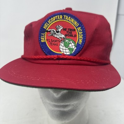 VINTAGE BELL HELICOPTER TRAINING ACADEMY HAT RED ADJUSTABLE USA MADE F18