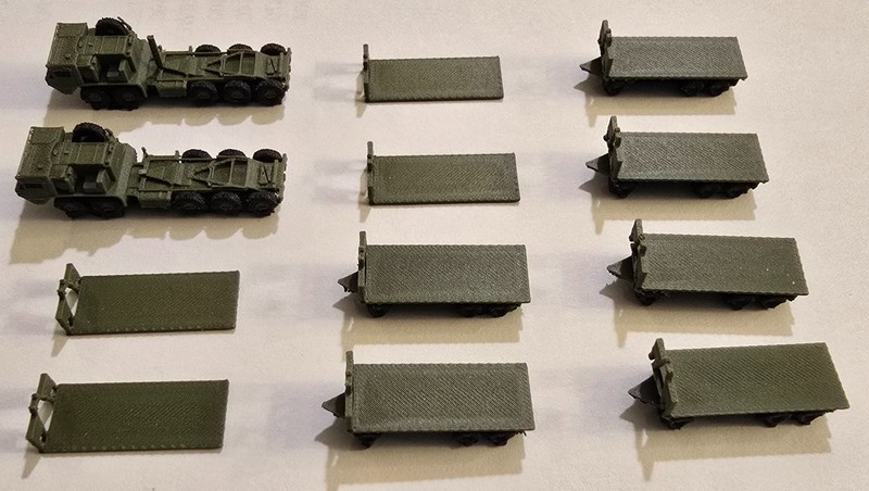 Modern Micro Armour 3d 1:285 scale 12 pc 2 HEMTT PLS with Trailer & Flatrack GHQ