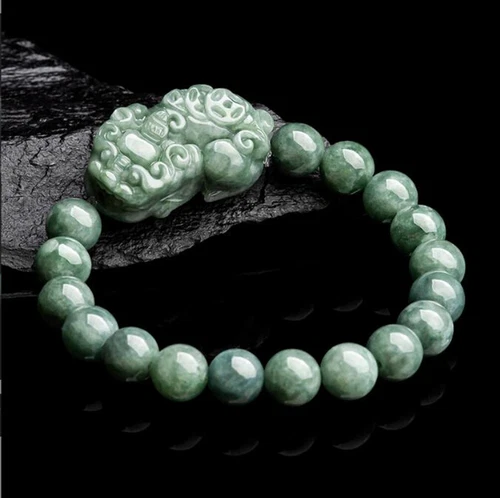 Zertifiziert 10 mm Grün Natürlich Burma A Jade Jadeit Runde Perlen PiXiu Armband - Bild 4 von 10