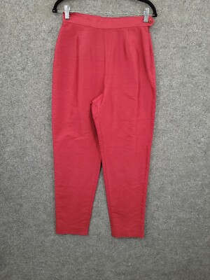 Rena Rowan 100% Silk Pants Womens 8 High Rise Ankle Side Zip Red Lightweight NWT
