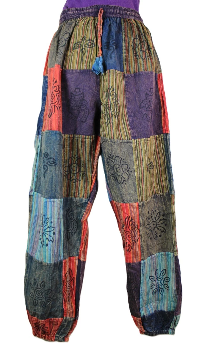 Pantaloni vintage anni '70 in lino con vita alta e gamba larga, modello a gabbia toracica, taglia Small - Italia