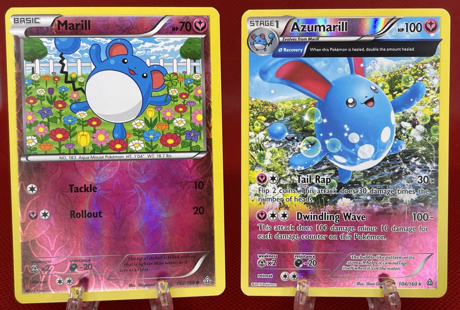 Pokémon TCG Azumarill 102/104/160 Marill Evolution Reverse Holo Primal Clash LP