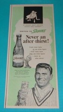 1954 PRINT AD~SQUIRT SODA POP BOTTLE Man Holding A Mixed Drink