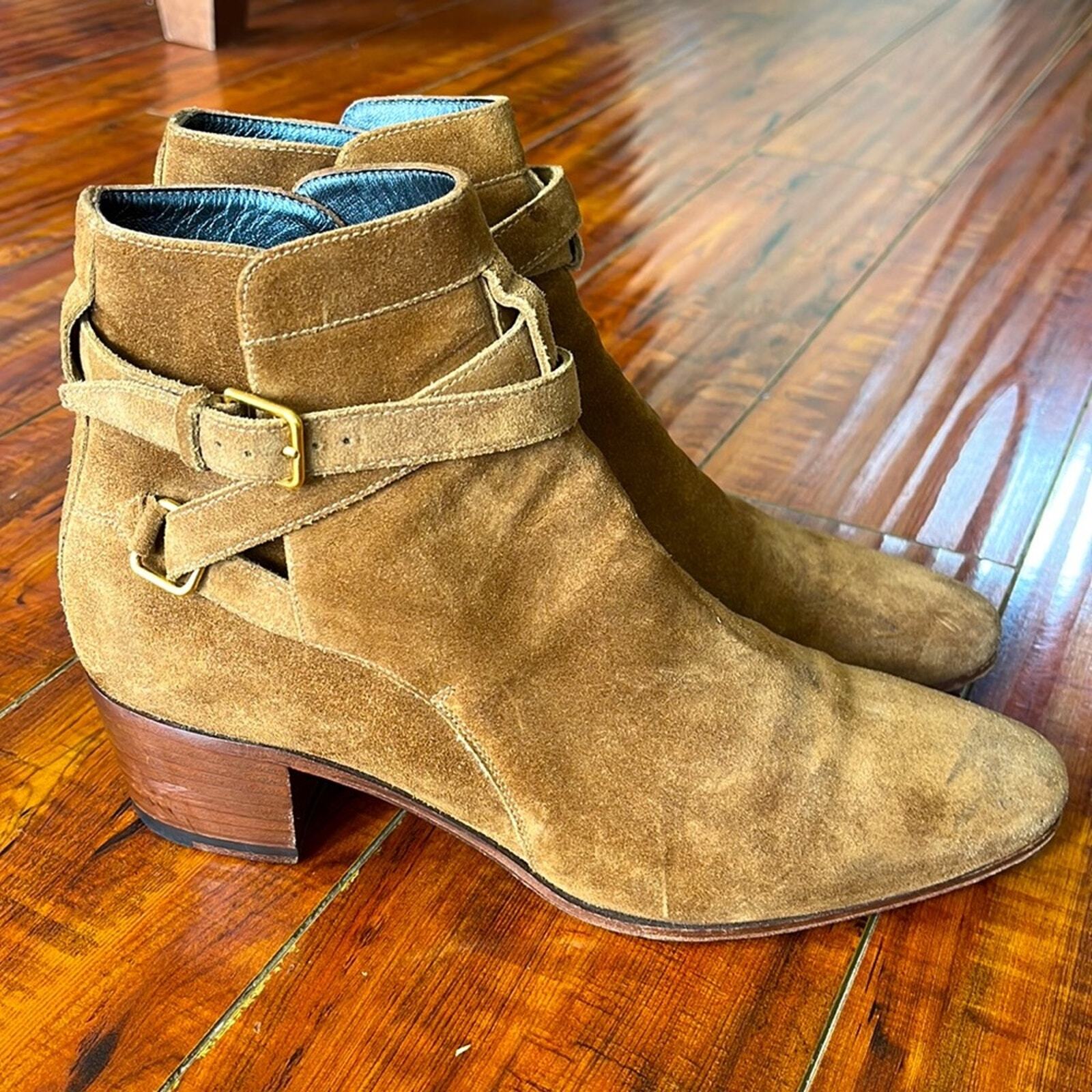 Stivaletti Saint Laurent Paris Blake Jodhpur scamosciati marroni