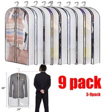 3/6/9pcs 40" Clear Garment Bags Dust Travel Storage Bag For Suit Dress with Zip