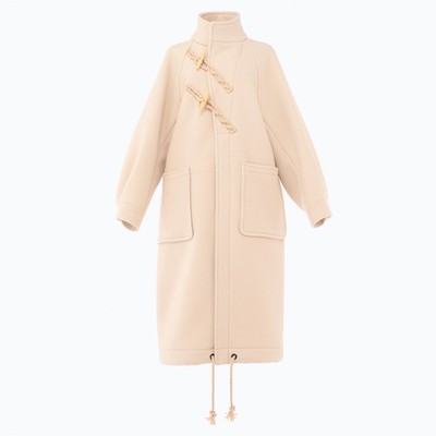 HYKE Women DOUBLE FACE DUFFEL Wool COAT White Size 1 FEARNOUGHT 