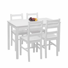 Esszimmer-Set HWC-F77, Sitzgruppe, Massiv-Holz Landhaus 110cm weiß