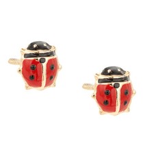 14K Yellow Gold 5X6Mm Ladybug Lady Bug Stud Earrings