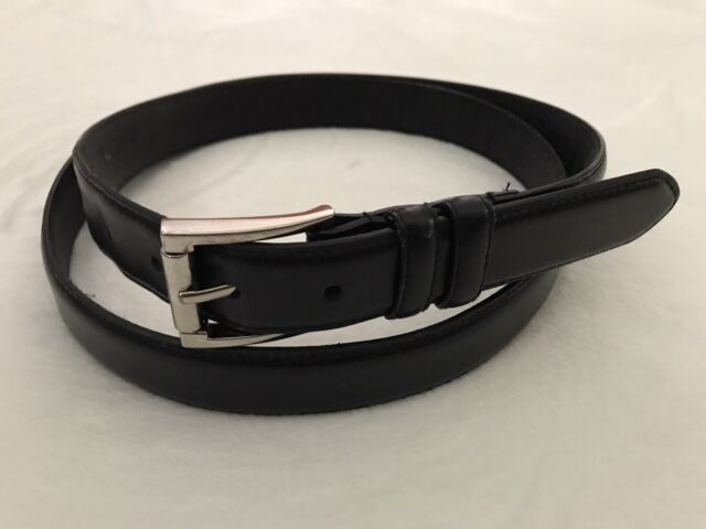 Mens Black Leather Belt Silver Buckle Size XL 48/ 50 Dress Belt | eBay