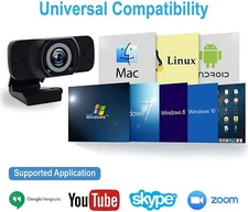 JTD Webcam W/Microphone 1080p USB2.0/3.0 for Computer PC Video Call,Zoom,YouTube