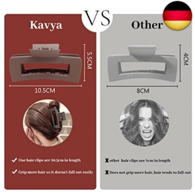 Große Haarkralle Mit Strass – Rutschfester Clip Für Dickes Haar, Ca. 8,9 Cm, Rot